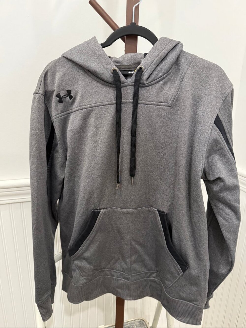 Under Armour Mens Armour Fleece Twist Pullover Hoodie Gray Black SM